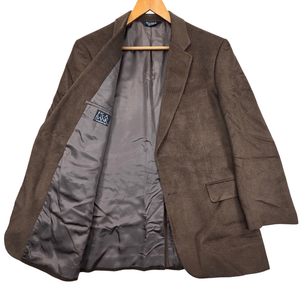Jos A Bank Brown Corduroy Blazer Mens 42R Wool Silk Blend 2-Button Sport Coat